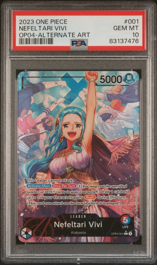 One Piece OPO4 Kingdoms of Intrigue Nefeltari Vivi Alt Art Leader PSA10